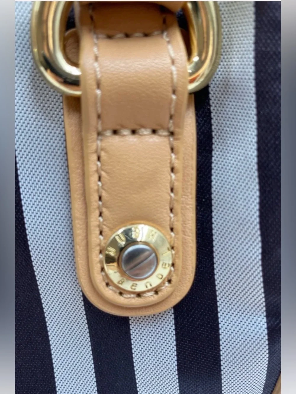 Henri Bendel EUC Mini Stripe Nylon & Leather Crossbody / Satchel Bag @9”x 7” - Picture 5 of 16
